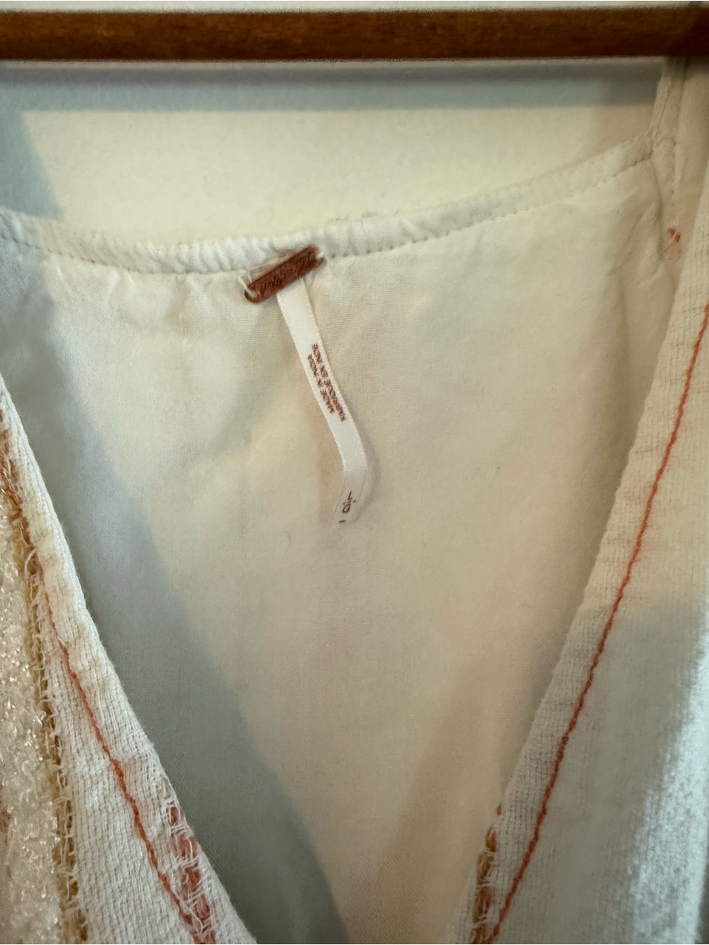 Free People Cactus Flower Mini Dress Boho Embroidered Mini Dress Cream Large - Picture 5 of 7
